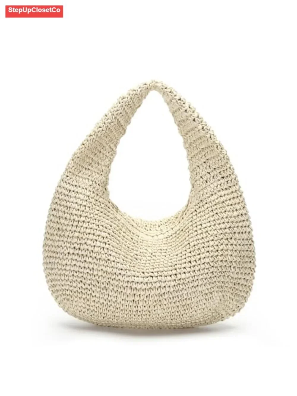 Handwoven Straw Hobo Bag for Women - Summer Beach Shoulder Purse with Zipper